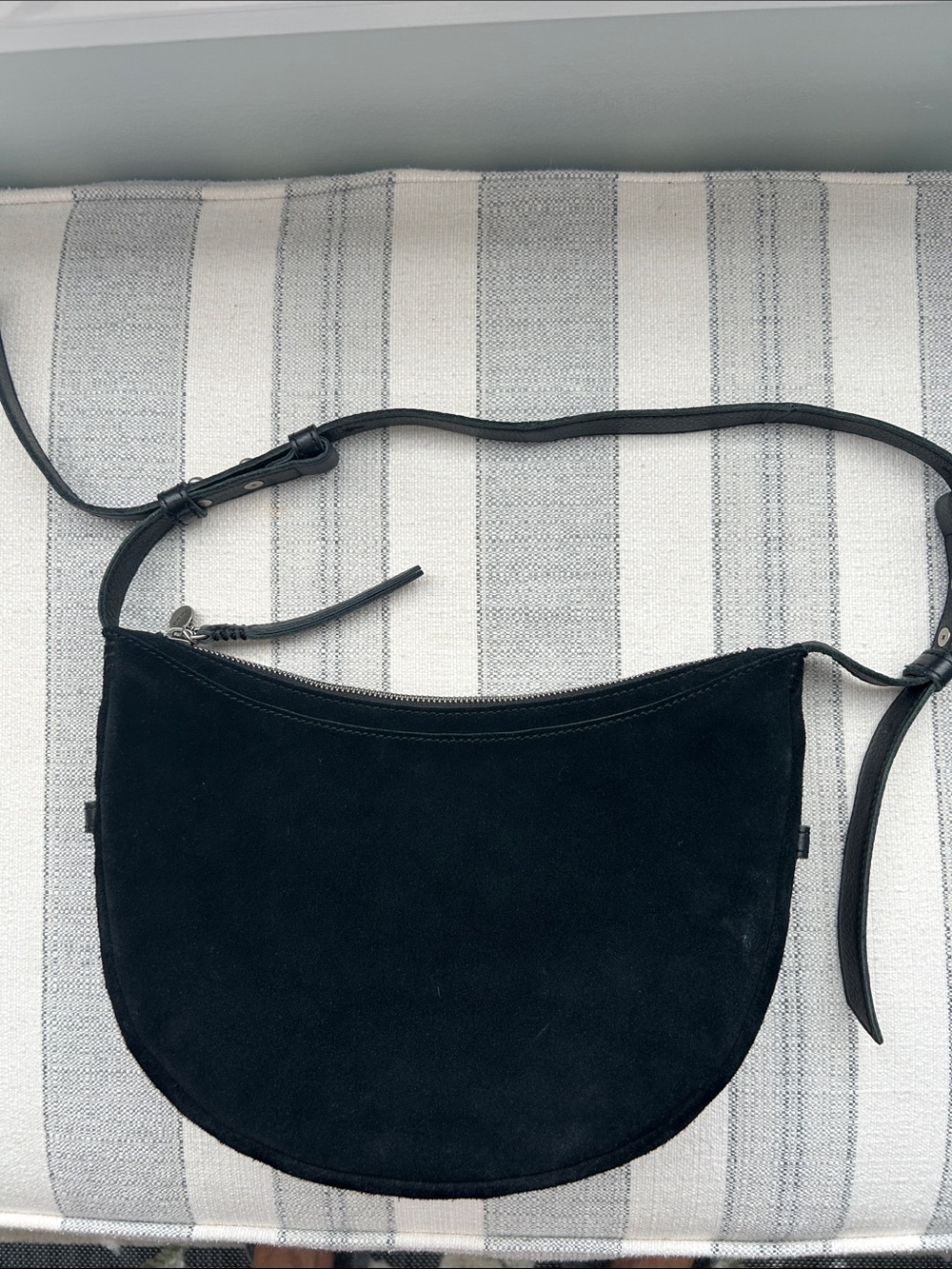 The Sak Black Suede Crescent Crossbody Bag